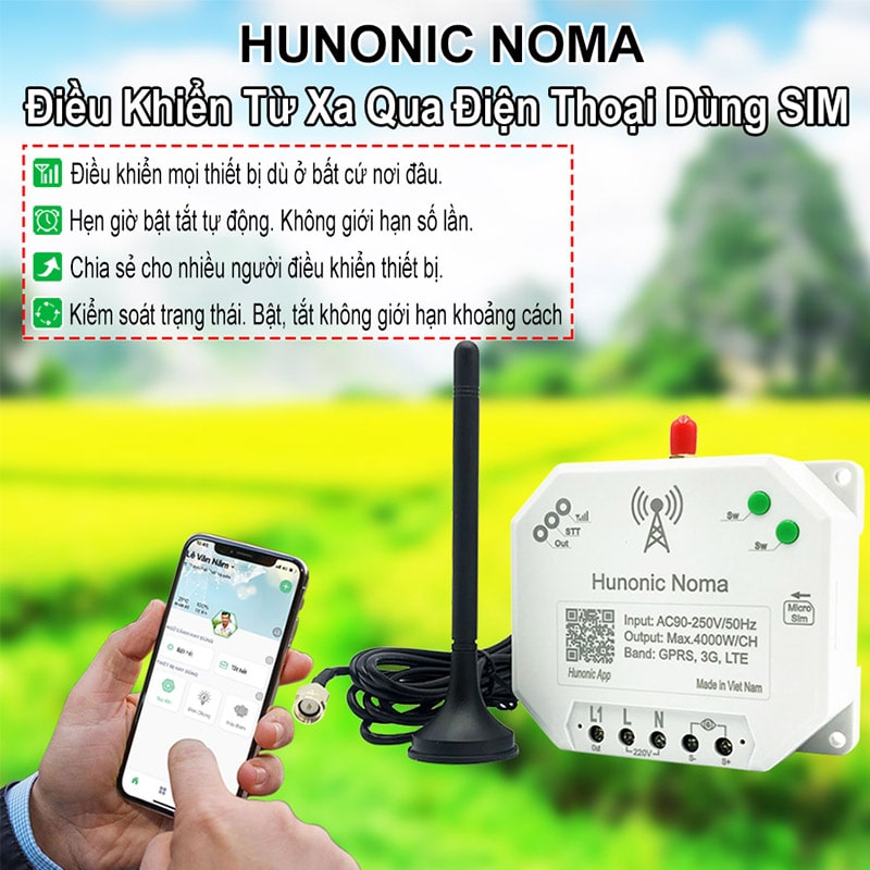 cong tac thong minh dung sim 1 - Công tắc Noma – Điều khiển mọi thiết bị từ xa qua điện thoại dùng sim