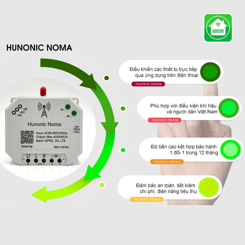 cong tac thong minh dung sim 3 - Công tắc Noma – Điều khiển mọi thiết bị từ xa qua điện thoại dùng sim